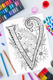 Alphabet coloring pages coloring kids. Zentangle Letter V Design Free Printable Kids Activities Blog