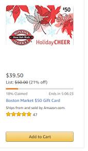 Maybe you would like to learn more about one of these? Sold Out Amazon 50 Boston Market Giftcard For 39 50 Stacks Nicely With 30 Off 60 Doctor Of Credit