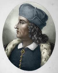Portrait of Alain Chartier. French diplomat and writer (1385 to 1433).  Secretary of the future Charles VII. 19th century engraving.