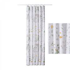 Brand New Strandkrypa Shower Curtain From Ikea Of Sweden Gorgeous Botanical Print In Shades Of Yellow Pink Fabric Shower Curtains Curtains Planting Flowers