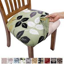 Velvet chair seat covers, stretch slipcovers dining spandex polyester machine washable chair cushion protectors, kitchen, home, meetings. Comqualife Stretch Printed Dining Chair Seat Covers Removable Washable Anti Dust Upholstere Seat Covers For Chairs Dining Chair Seat Covers Dining Seat Covers