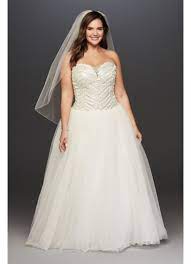 White lace and tulle with bling. Jewel Tulle Plus Size Wedding Dress With Crystals David S Bridal