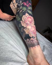 These Flower Tattoos With Deep Black Backgrounds Turn Arms And Legs Into Elegant Works Of Art In 2020 Floral Tattoo Sleeve Blackout Tattoo Tattoos