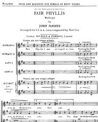 Fair Phyllis Female Chorus Sheet Music by John Farmer