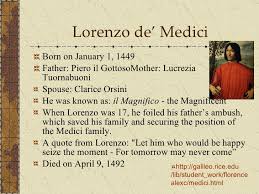 The florentine artist michelangelo gave this brief description: The De Medici Family Power Point