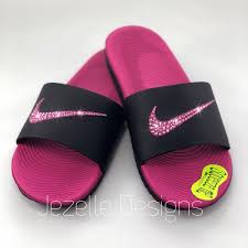 Black And Gold Nike Slides Toddler Swarovski Nike Kawa Slide Sandals Custom Hand Jeweled W Etsy Nike Slides For Girls Slides Shoes Nike Bedazzled Shoes