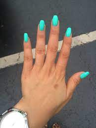 Teal Coffin Shaped Nails Coffin Shape Nails Teal Nails Summer Nails Colors