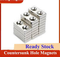 Strong Neodymium Rectangular Shaped Pot Channel N52 Magnets With  Countersunk Hole - Rectangular Countersunk Magnet, N52 Magnet