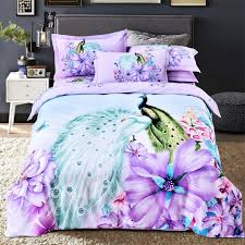Sustainable bedding work from home office. Aqua Purple And Teal Peacock And Flower Pastel Style Full Queen Size Bedding Sets Hipsterbedding Com