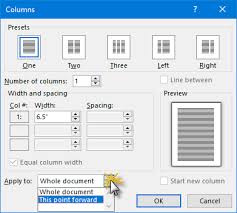 formatting columns in microsoft word