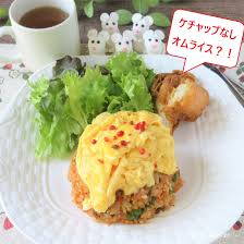 オムライスの予定がケチャップがない！どうする？どうした？4コマ漫画風に『パプリカオムライス』 | 手間10分♪野菜たっぷり彩りレシピ帳