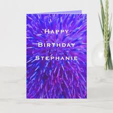 Happy Birthday Personalized Multi Purple Abstract Card Zazzle Com In 2020 Happy Birthday Stephanie Personalized Birthday Purple Abstract