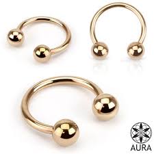 Rose Gold Ip Over 316l Surgical Steel Horseshoe Circular Barbell Ring