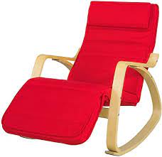 Sobuy Fst16 R Comfortable Relax Rocking Chair With Foot Rest Lounge Chair Recliners Fabric Cushion Red Amazon Ca Home