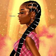 Artist Phelis Art So Cute With Pins In The Braids Feedinbraids Feedinbraidsatlanta Digitalartwor Black Girl Cartoon Black Art Pictures Black Love Art