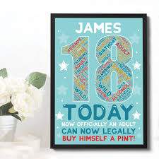 Shop for the perfect 18th birthday gift from our wide selection of designs, or create your own personalized gifts. 18th Birthday Gift Daughter Son Personalised Word Art Print