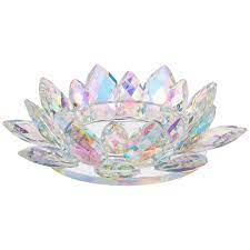 Some lotus blossom candle holders are made of clear crystal, while others are made of amethyst or another gem with color. Iridescent Lotus Candle Holder Hobby Lobby 1654169