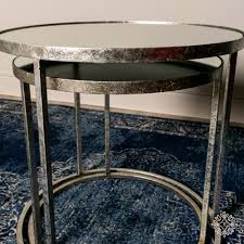 Benzara enchanting mirrored trunk coffee table hayneedle. Avery Set Of Two Side Tables Round Mirrored Silver