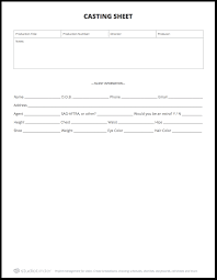 Improving your chances of sign with a commercial agent. The Ultimate Guide To Casting Auditions Free Casting Sheet Template