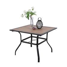 Mf Studio Patio Dinning Table 37 Square Backyard Outdoor Bistro Table Patio Furniture Table With Wooden Like Surface Top 1 7 Umbrella Hole Steel Frame Wal In 2020 Patio Furniture Table