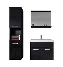 Badezimmer Badmobel Set Montreal 60 Cm Waschbecken Hochgl Black Cabinets Bathroom Black Bathroom Bathroom Furniture