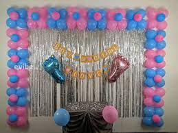 Baby Shower Decoration With Foil Balloons And Streamers At Home Birthday Simple Balloon Decorations In Hyderabad Evibe In