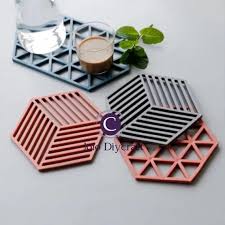 Diamond Stripe Coaster Concrete Tray Mold Hexagon Flowerpot Etsy In 2020 Diy Molding Kitchen Placemats Cup Mat
