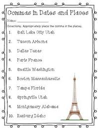 Commas In Dates And Places Elementary School Activities Teaching Grammar Elementary Reading
