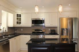 transitional white painted kitchen with