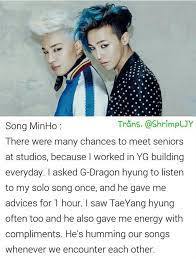 지드래곤), ist ein südkoreanischer popmusiker, . Zee On Twitter Shrimpljy Trans Winner S Song Minho Interview About Gd Taeyang Gd Hyung Gave Me Advices For 1 Hour Http T Co Bllc5klydk
