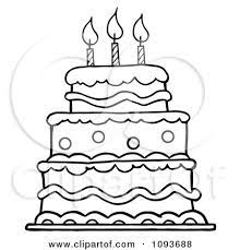 Ask your cake decoration questions here and have others respond with answers and ideas. Clipart Outlined Layered Birthday Cake With Three Candles Royalty Free Vector Illustration By Hit Birthday Coloring Pages Birthday Cake Clip Art Cake Drawing