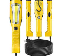 BeamBox 120 Volt LED Work Light 18W Yellow Handheld Trouble Light with 25  ft. Cord and Swivel Hook for Garage and Workshop YX1016-10