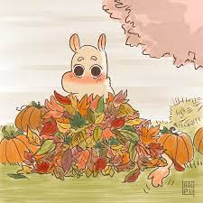 Hoipii - I Felt The Need To Draw Moomintroll In A Leaf Pile Moomin Drawings Moomin Valley