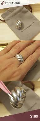 Using the clean cloth, gently rub it on the surface of the jewelry in a circular motion concentrating more on areas or spots tarnish is visible. David Yurman Wide Sculpted Hampton Cable Ring Womens Jewelry Rings David Yurman Jewelry Rings David Yurman