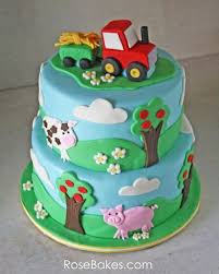 Farm Themed Cake With A Tractor Cake Topper Rose Bakes Bauernhoftorte Torte Kindergeburtstag Kuchen Kindergeburtstag
