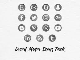 Black And White Social Media Icons Png Grey Watercolor Social Media Icons Social Media Icons Media Icon Facebook And Instagram Logo