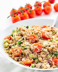 Tuna Quinoa Salad A Light And Healthy Meal Packed With Protein Quinoa Tuna And An Array Of Mixed Veggies Are Healthy Recipes Fish Salad Meal Train Recipes