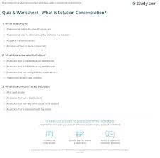 Quiz Worksheet What Is Solution Concentration Study Com