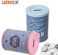 OEM ODM Wholesale Small Can Tinplate Piggy Bank Cylindrical Shape Metal  Coin Storage Container Openable Tin Money Box