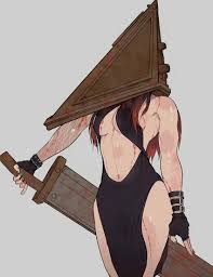 yoracrab, pyramid head, silent hill (series), highres, 1girl, abs, black  dress, black gloves, blood, breasts, clothing cutout, cosplay, cowboy shot,  dress, fingerless gloves, fishnets, gloves, grey background, grey nails,  holding, holding sword,