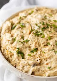 Add 2 cans cream of chicken soup, 1 can chicken broth, and a package of dry zesty italian dressing mix. Slow Cooker Cream Cheese Chicken Simply Stacie