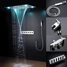 Embeded Ceiling Electronic Led Shower High Flow 70l Inox Kits Bathroom Conceal Shower Rainfall Misty Water Shower Faucet Sets Rain Shower System Shower Systems