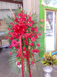 Scent & violet offers market style floral bouquets, collectible gifts, candles , native seeds, fruit and gourmet baskets, quality teas, house plants, custom designed flower arrangements , sympathy. Red Magnificent Stand Funeral Flowers In Houston Tx T G F Flowers