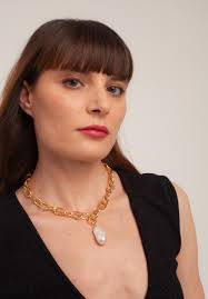 Chain Baroque Pearl Necklace Chunky