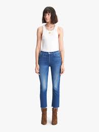 Women S The Mid Rise Dazzler Crop Fray Squeeze It Mother Denim
