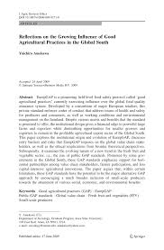 We did not find results for: Pdf Reflections On The Growing Influence Of Good Agricultural Practices In The Global South