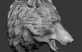 Wolf Head 3d Model For 3d Printing Or Cnc Carving In 2020 Wolf Head Dog Sculpture 3d Model