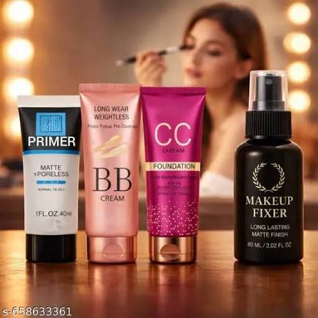 4 in 1 Makeup Combo Kit | CC Cream BB Cream Primer Fixer | Full Face Makeup Set for Women