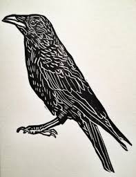 Do you actually drop the ink or just fill in circles that way? Original Raven Linocut Art Print 2330 Prints Art Collectibles