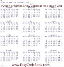 Python Program To Show Calendar Of A Year Easycodebook Com Show Calendar Python Programming Calendar Program